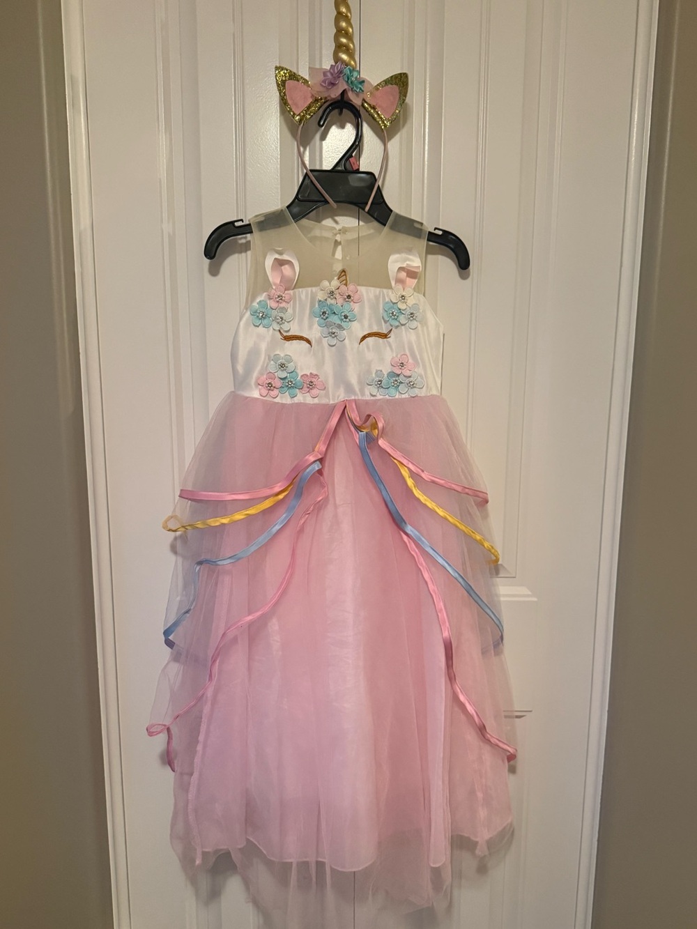 Girls Unicorn Costume Dress with Headband Size 5/6